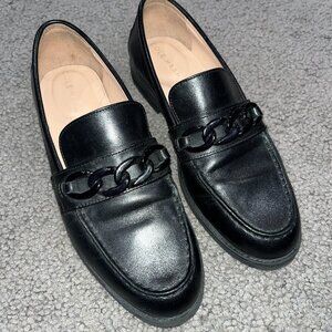 COLE HAAN Stassi Chain Loafers in Black Princess - Leather - EUC -Women's Size 7